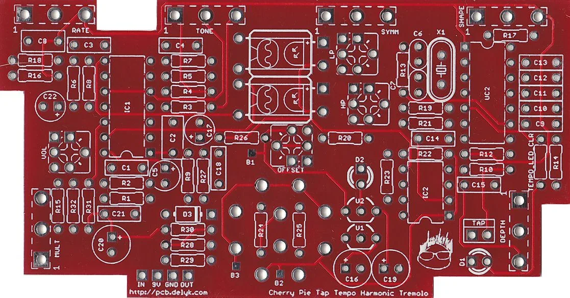 Cherry Pie Tremolo PCB (Bottom)